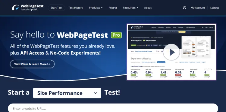 WebPageTest首頁